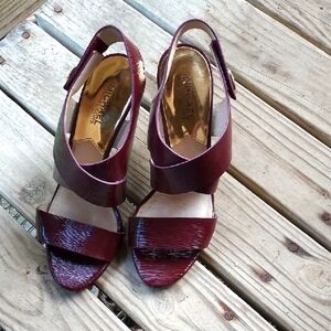 Michael Kors Burgundy Red Heels with Peep-Toe and Slingback